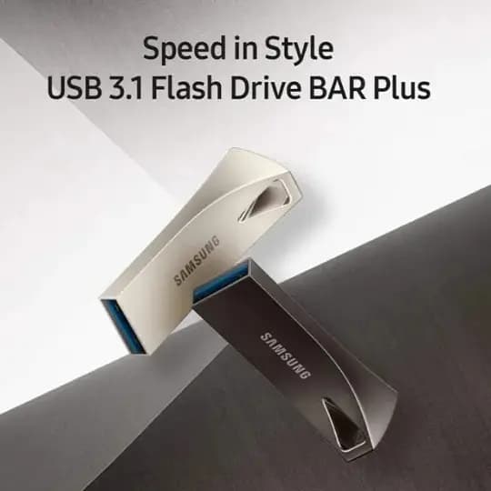 Samsung BAR Plus 4GB USB + Type c OTG Good Flash Drive Speed Memory Stick carbon Body Imported (1 Month WARRANTY)