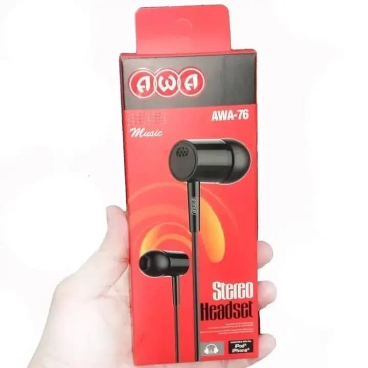 Black AWA Handfree  100% Original Pure Handsfree , High Quality Deep Bass / Sound  Earphones  Headphones  Handfree  Gaming earphone  Handsfree  earbuds  Headphones  stereo sound handsfree  SweatProof Crystal-Clear Audio Deep-Bass